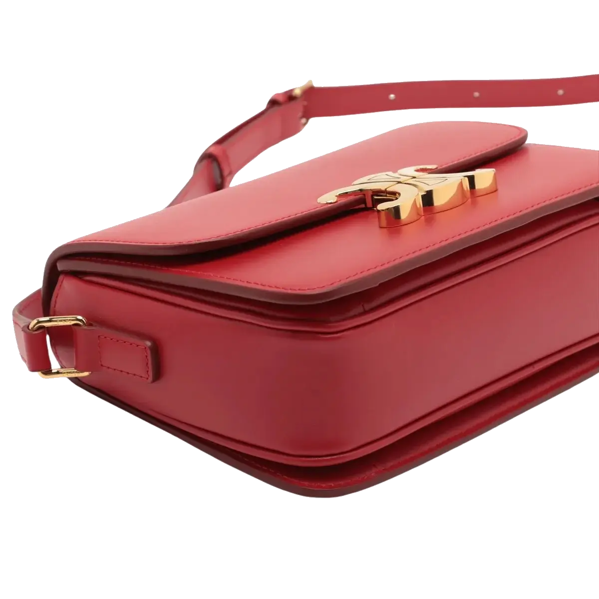 Pre-Loved Triomphe Shoulder Bag Leather Teen with Gold Hardware, Red