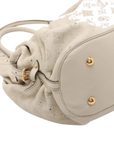 Pre-Loved Mahina XL Shoulder Bag Monogram Leather XL with Gold Hardware, Off-White
