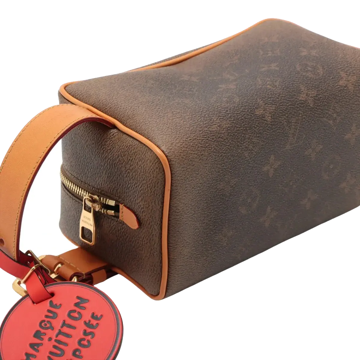 Pre-Loved Dopp Kit Pochette Monogram Coated Canvas with Gold Hardware, Brown
