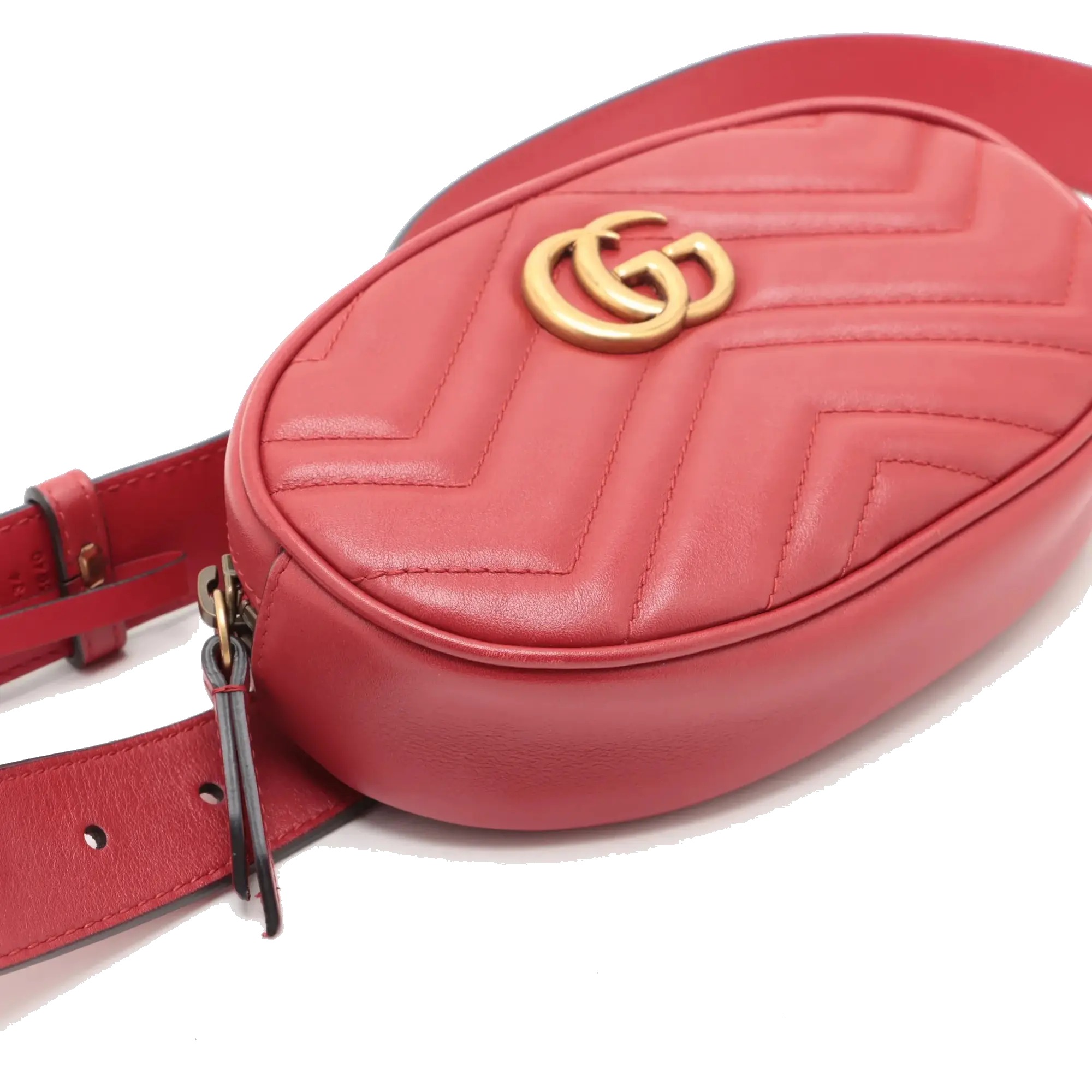Pre-Loved GG Marmont Matelassé Belt Bag Quilted Leather with Aged Gold Hardware, Red