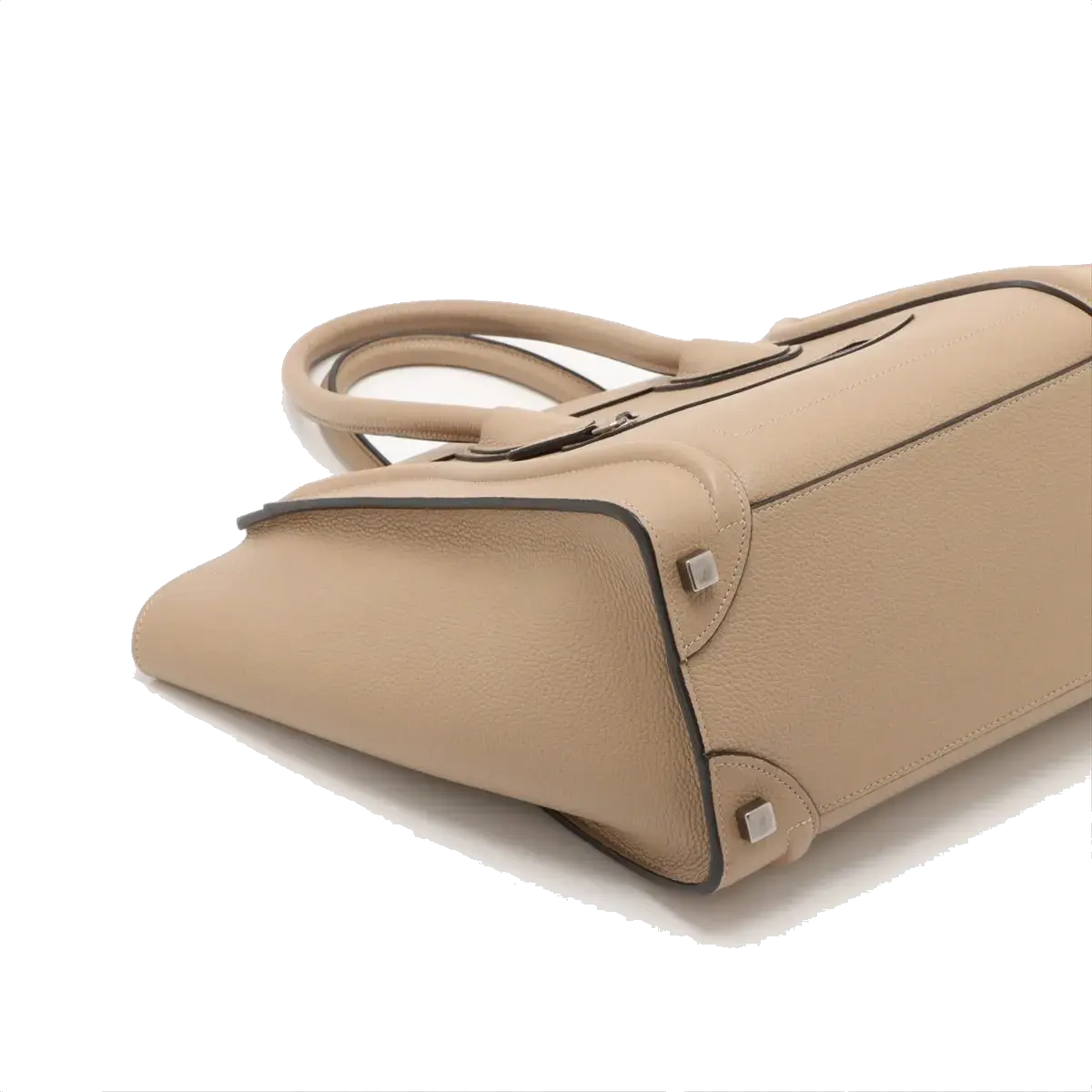 Pre-Loved Luggage Tote Leather Micro with Silver Hardware, Beige