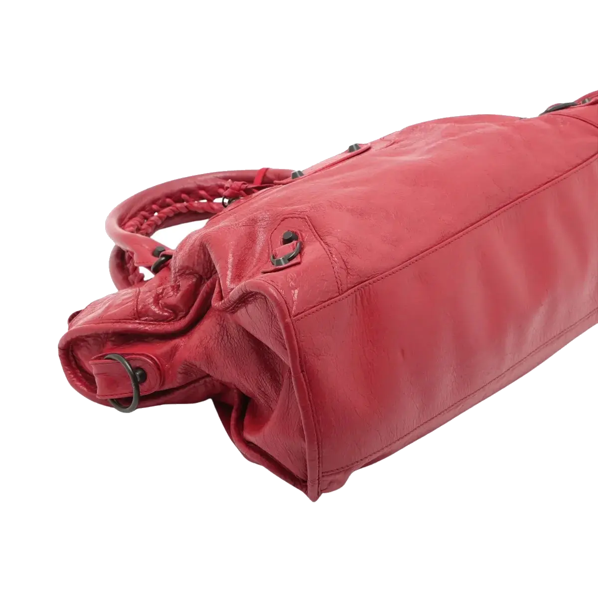 Pre-Loved City Handbag Leather with Matte Black Hardware, Red