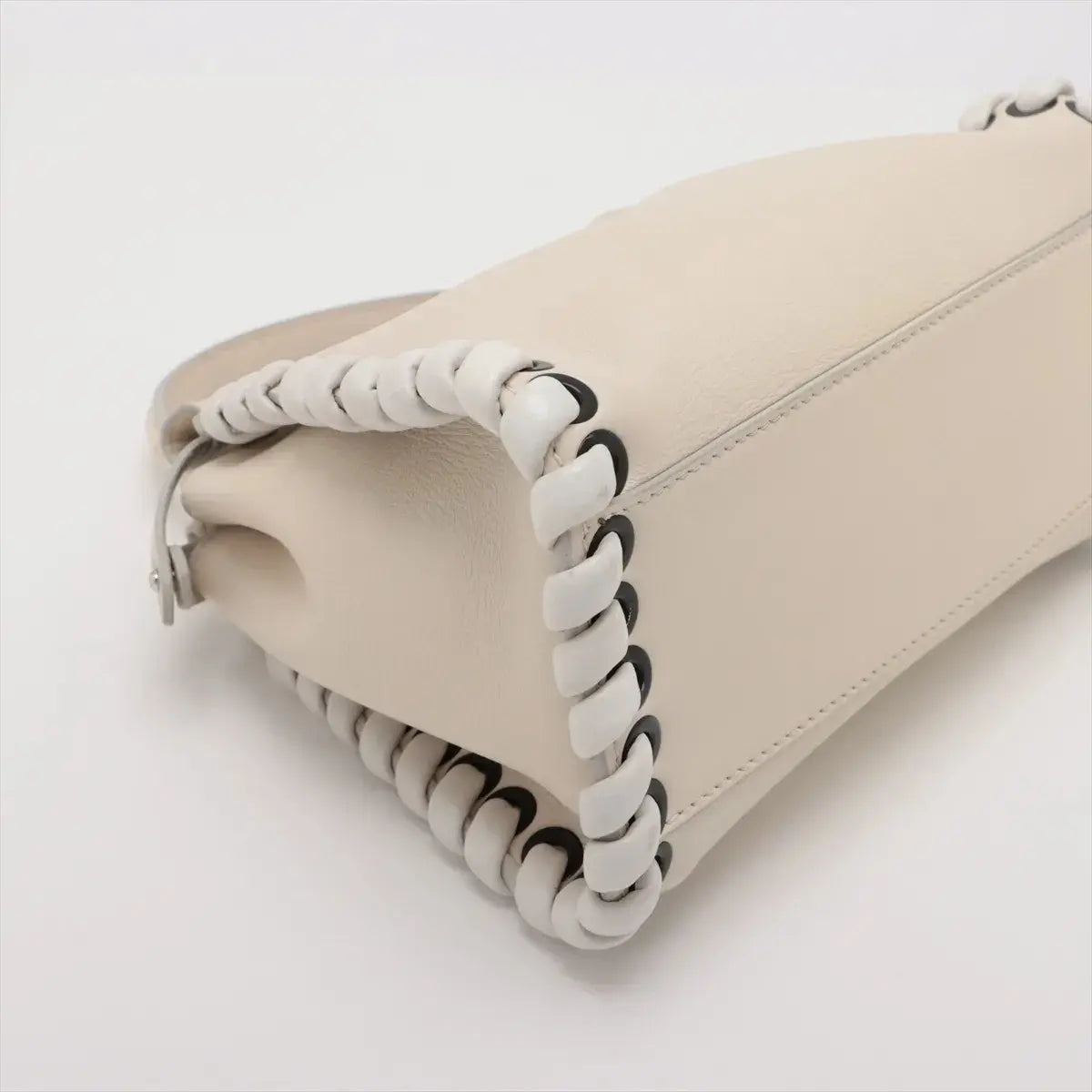 Pre-Loved Peekaboo Handbag Leather Mini with Silver Hardware, Ivory