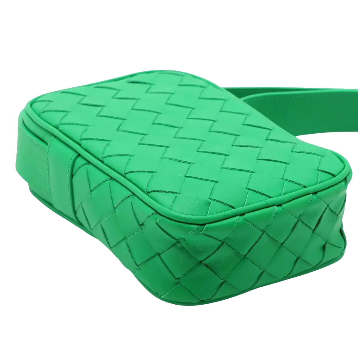 Pre-Loved Intrecciato Phone Pouch Crossbody Bag Intrecciato Leather Mini with Silver Hardware, Green