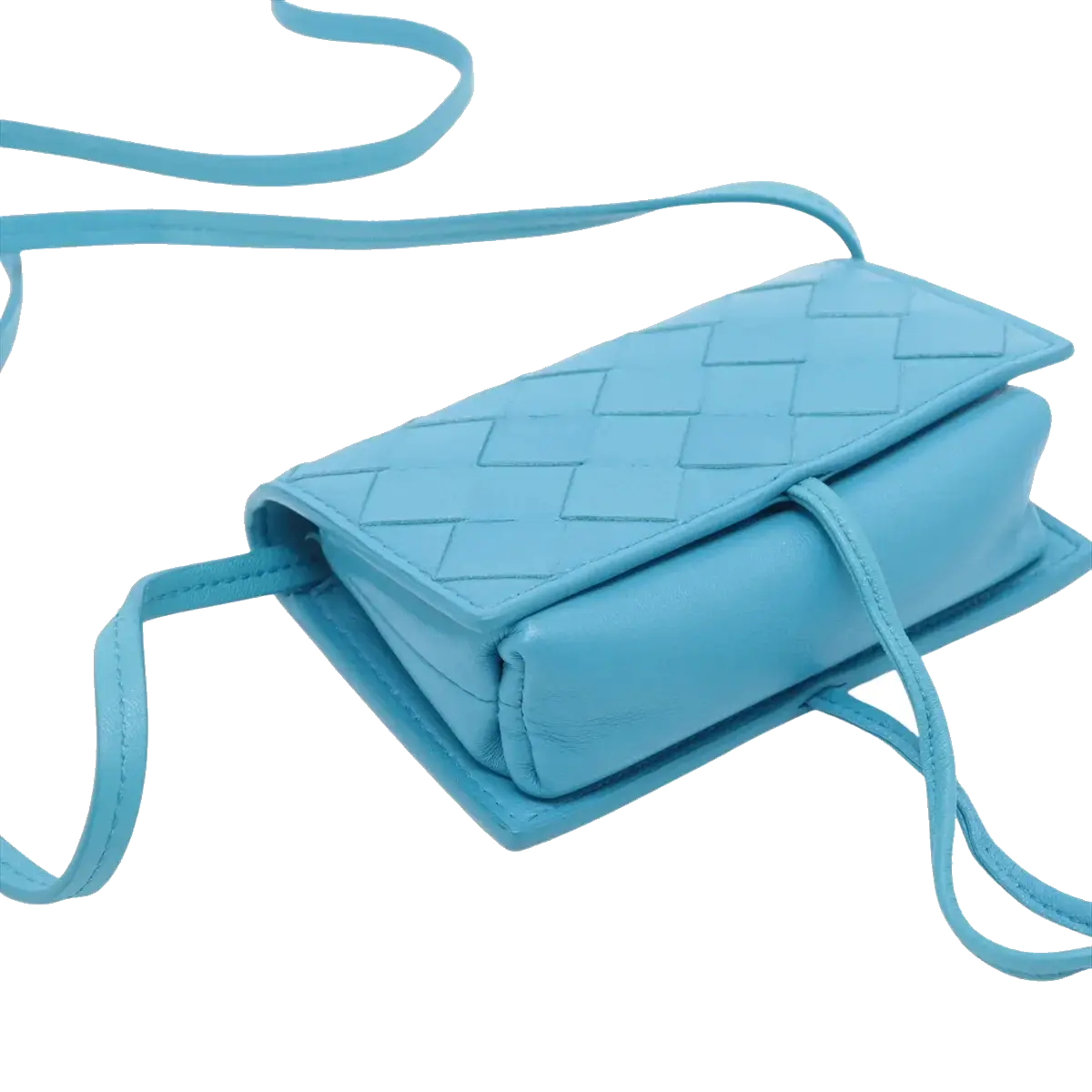 Pre-Loved Intrecciato Mini Crossbody Crossbody Bag Intrecciato Leather Mini, Light Blue