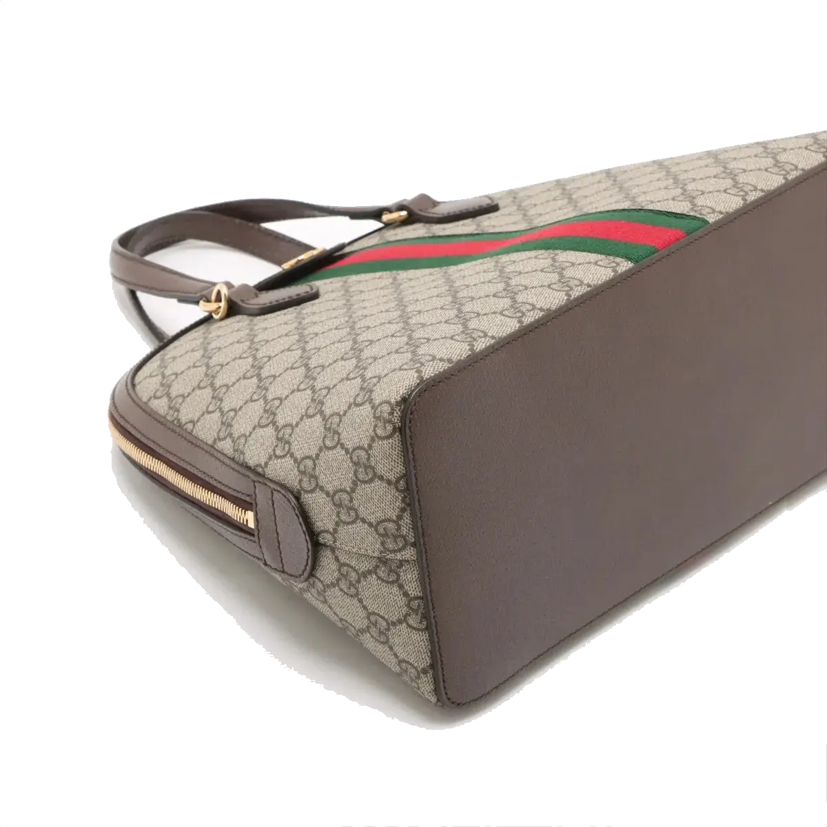 Pre-Loved Ophidia Handbag Monogram Coated Canvas Medium with Gold Hardware, Beige/Ebony