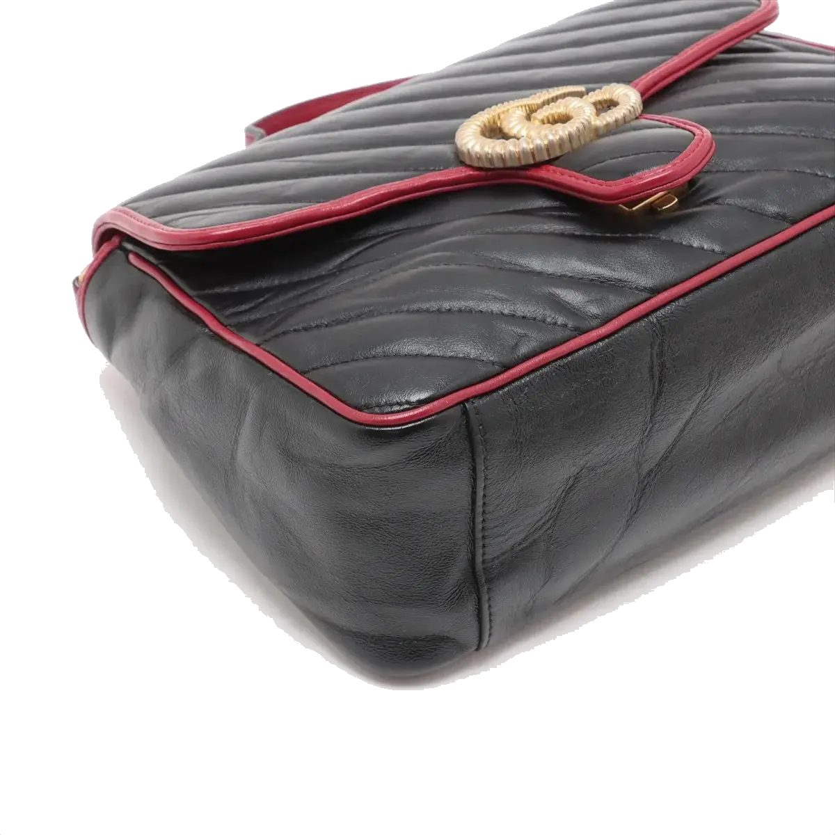 Pre-Loved GG Marmont Top Handle Handbag Quilted Leather Small with Aged Gold Hardware, Black