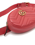 Pre-Loved GG Marmont Belt Bag Quilted Leather with Aged Gold Hardware, Red