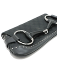 Pre-Loved Horsebit Chain Clutch Clutch Monogram Coated Canvas with Silver Hardware, Black