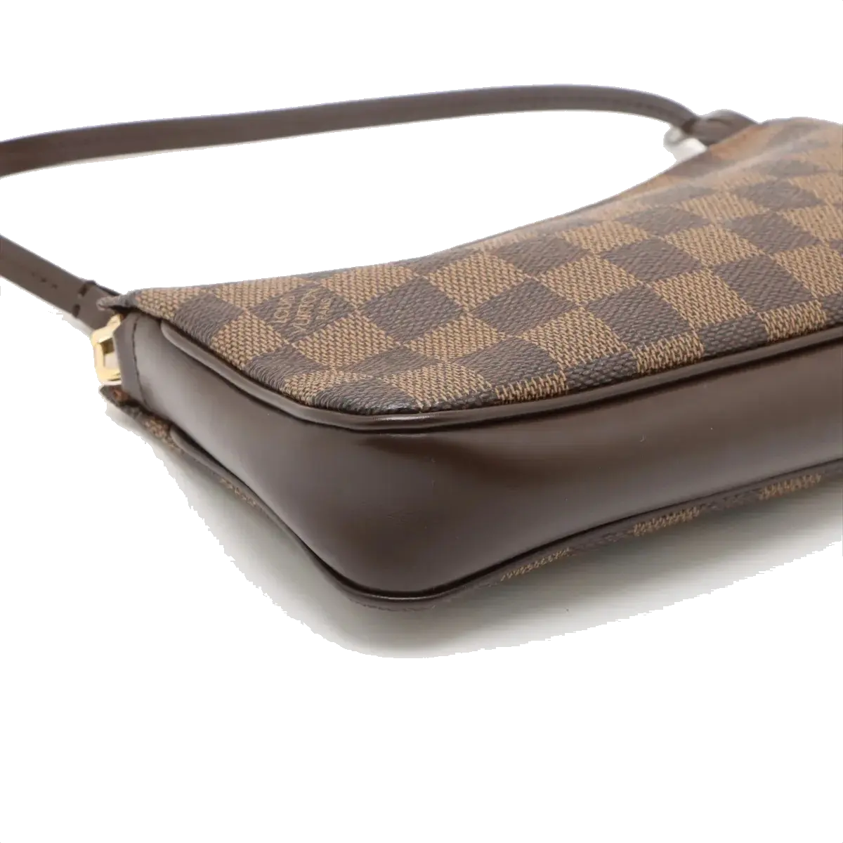 Pre-Loved Pochette Accessoires Pochette Damier Coated Canvas with Gold Hardware, Ebene Brown