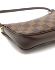 Pre-Loved Pochette Accessoires Pochette Damier Coated Canvas with Gold Hardware, Ebene Brown