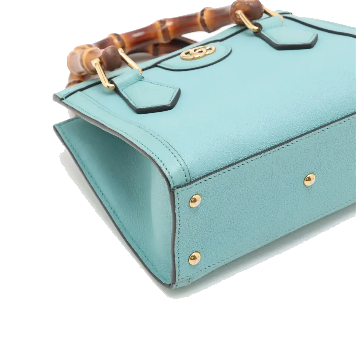 Pre-Loved Diana Bamboo Tote Leather Mini with Gold Hardware, Light Blue