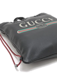 Pre-Loved Logo Print Drawstring Backpack Leather Medium with Black Hardware, Black