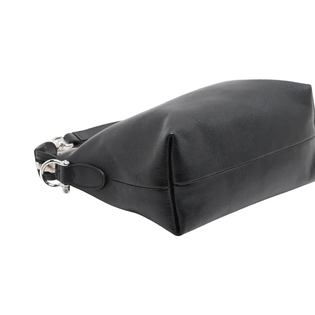 Pre-Loved Shoulder Bag Black Leather with Silver Hardware, Black