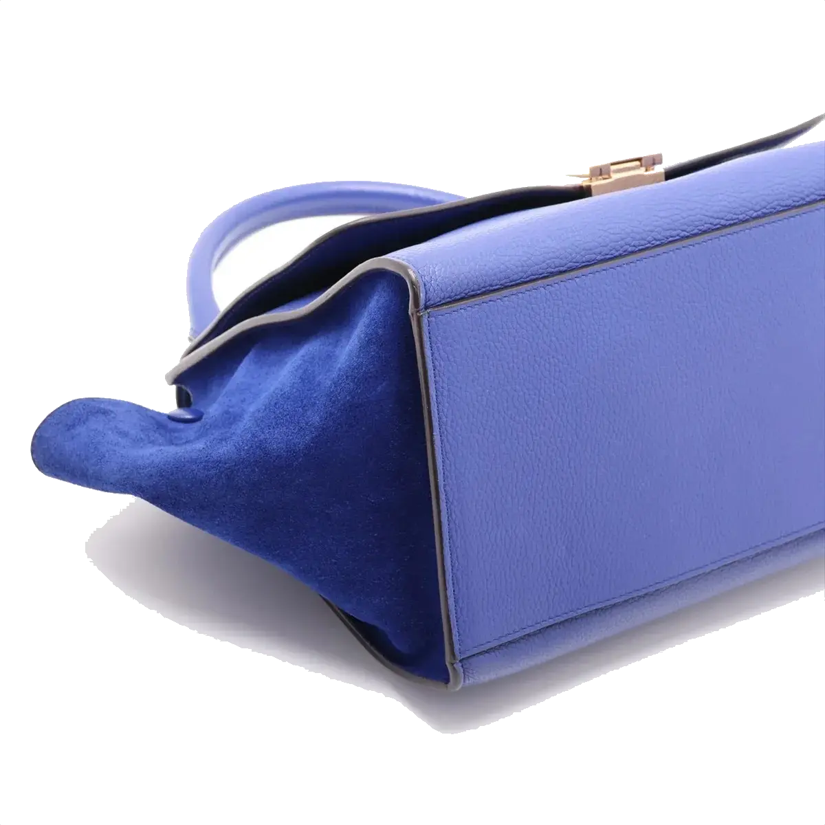 Pre-Loved Trapeze Handbag Leather Medium with Gold Hardware, Blue