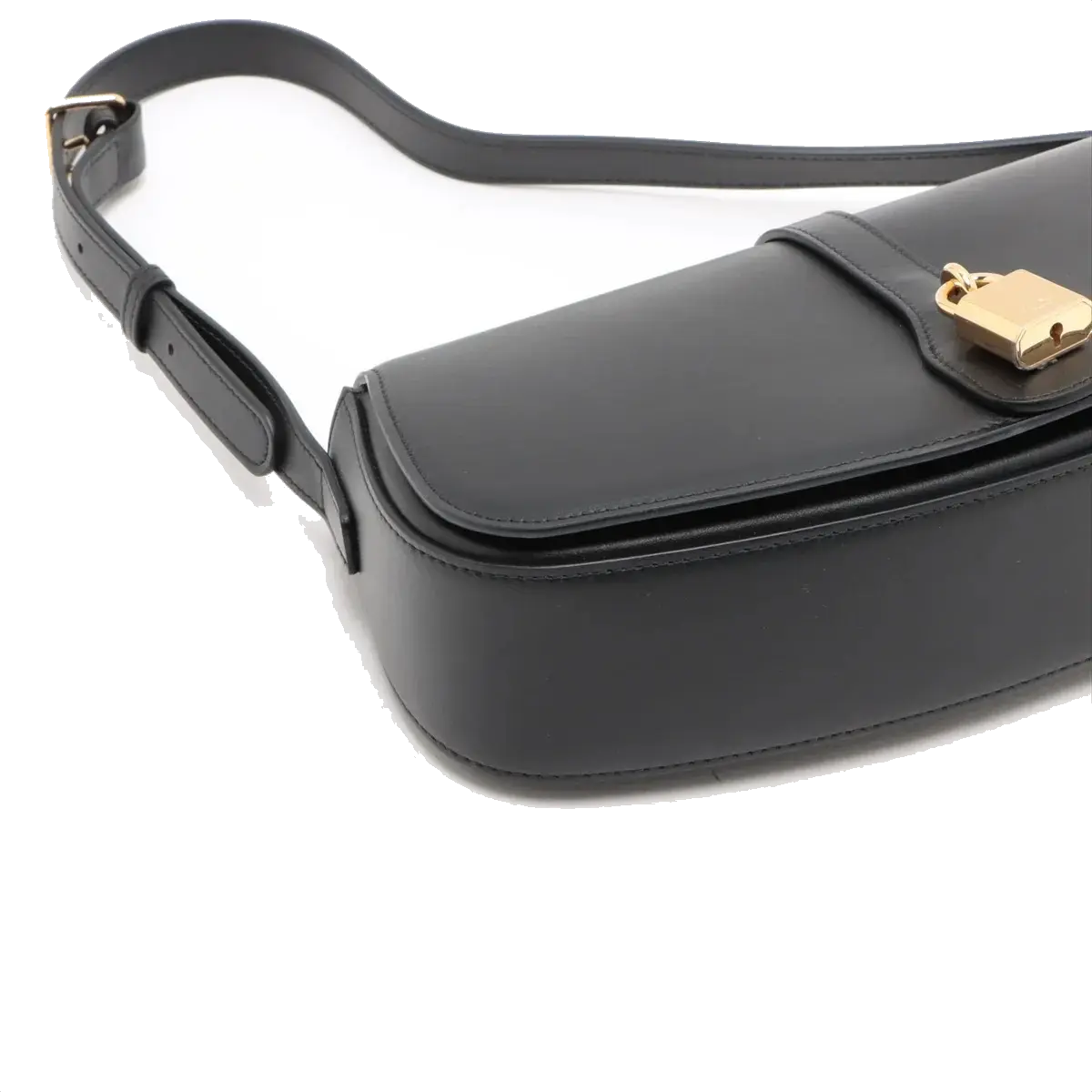 Pre-Loved Tabou Clutch on Strap Shoulder Bag Leather with Gold Hardware, Black
