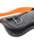 Pre-Loved Saddle Shoulder Bag Trotter Denim with Silver Hardware, Blue