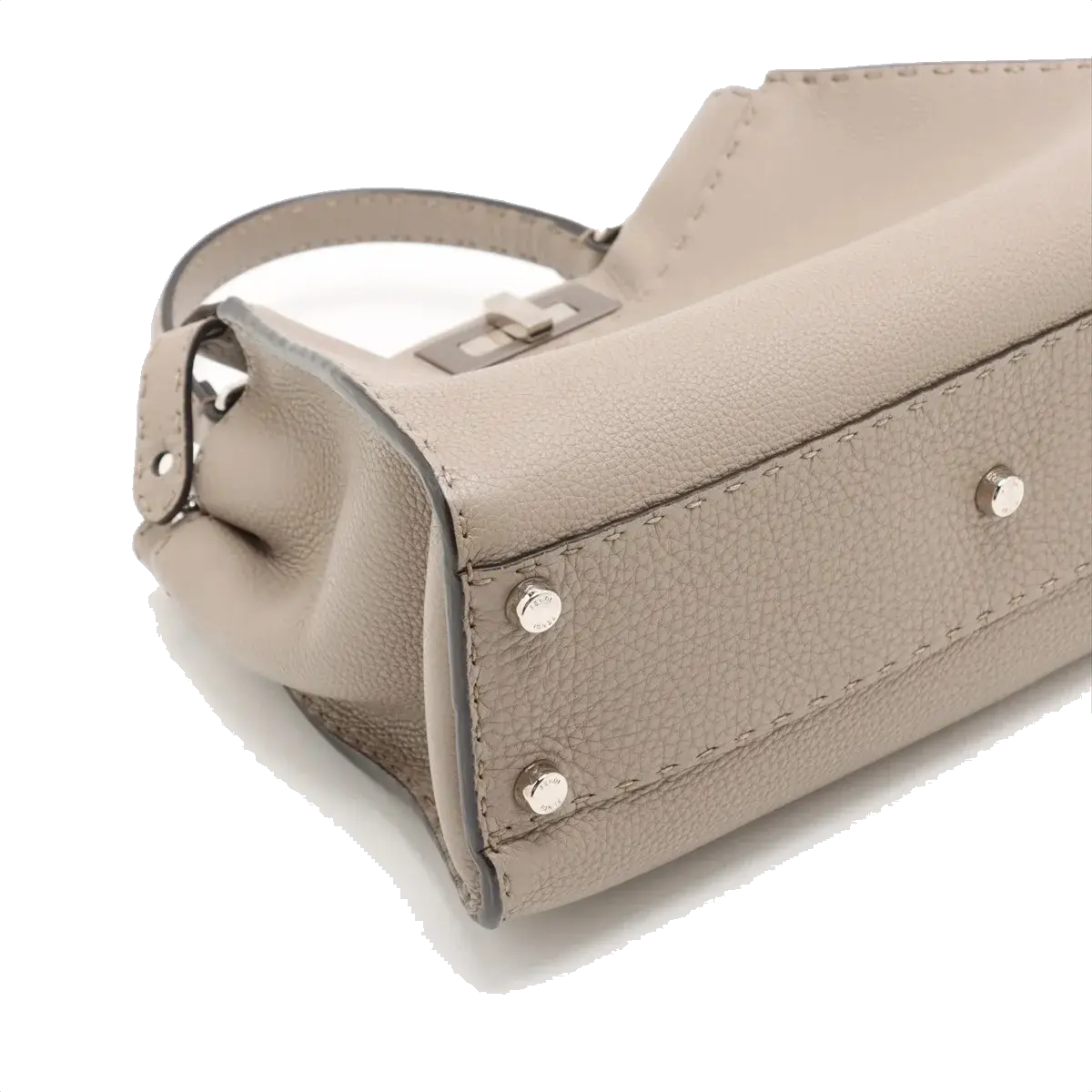 Pre-Loved Peekaboo Selleria Handbag Leather with Silver Hardware, Taupe