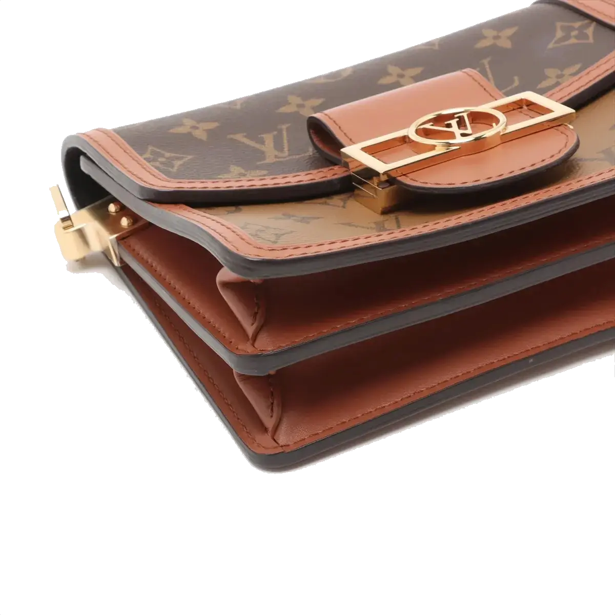 Pre-Loved Dauphine Crossbody Bag Monogram Coated Canvas Mini with Gold Hardware, Brown