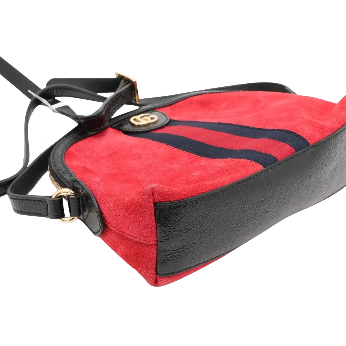 Pre-Loved Ophidia Crossbody Bag Suede Small with Gold Hardware, Red