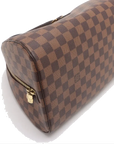 Pre-Loved Ribera MM Handbag Damier Coated Canvas MM with Gold Hardware, Brown