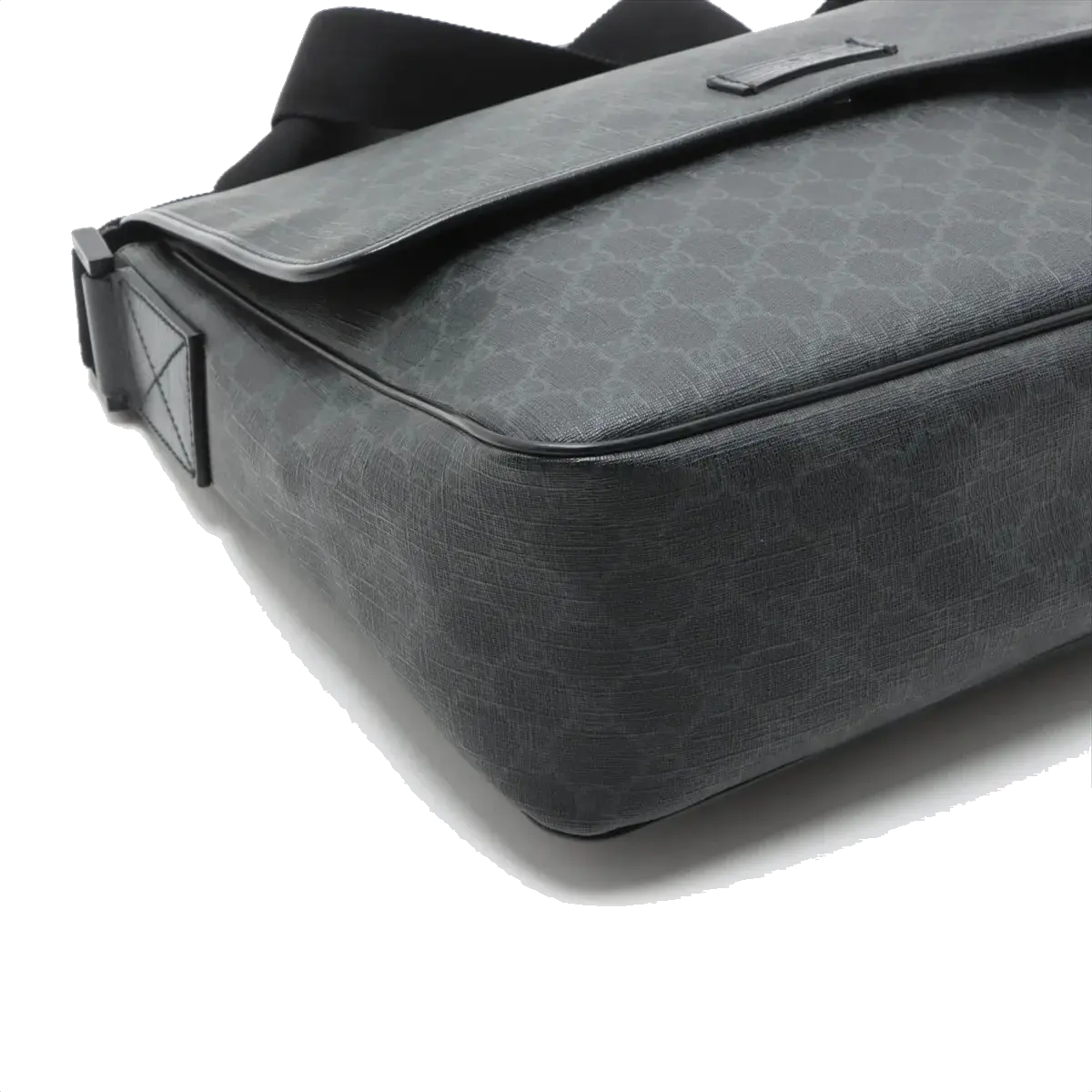 Pre-Loved GG Supreme Messenger Bag Crossbody Bag Monogram Coated Canvas with Black Hardware, Black