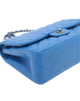 Pre-Loved Classic Double Flap Shoulder Bag Quilted Leather Jumbo with Ruthenium Hardware, Blue