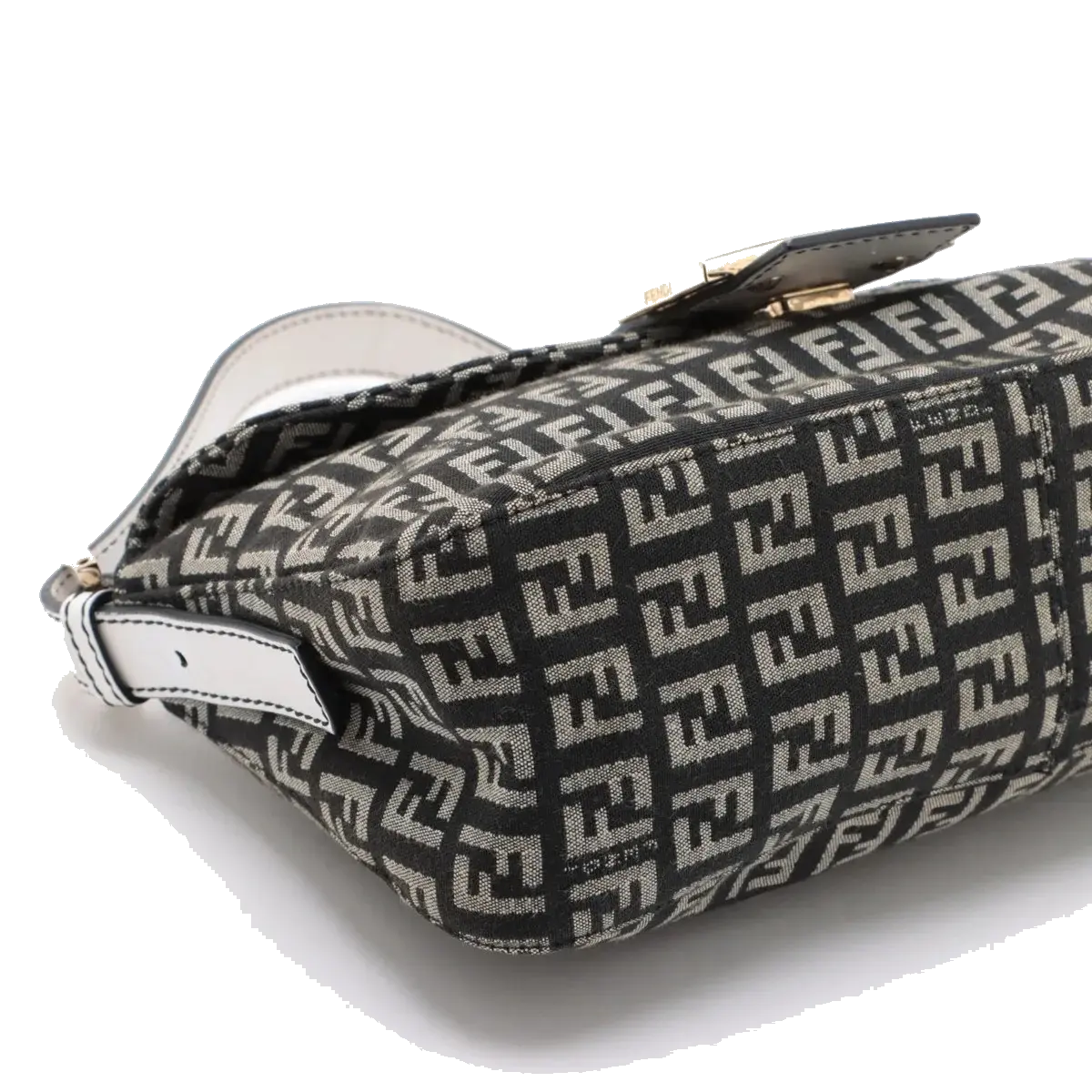 Pre-Loved Mamma Baguette Shoulder Bag Zucchino Coated Canvas with Gold Hardware, Black and Grey