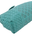 Pre-Loved The Lauren 1980 Clutch Intrecciato Leather with Silver Hardware, Turquoise
