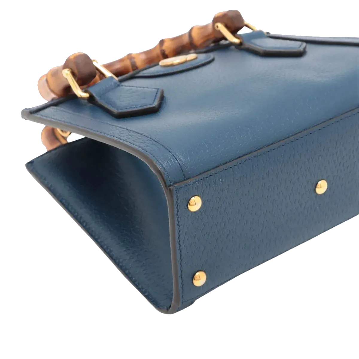 Pre-Loved Diana Bamboo Tote Leather Mini with Gold Hardware, Blue