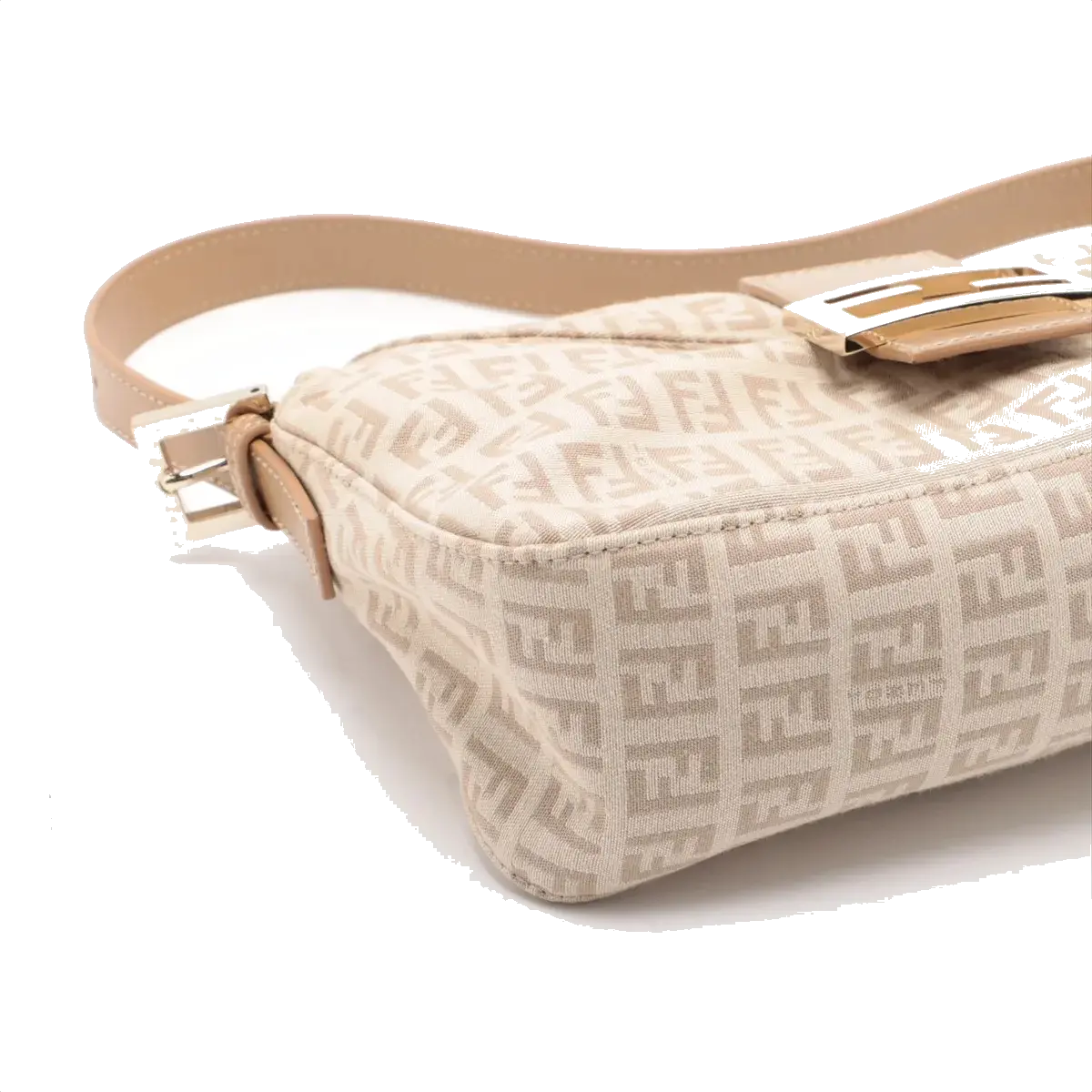 Pre-Loved Mamma Baguette Shoulder Bag Zucchino Coated Canvas with Gold Hardware, Beige