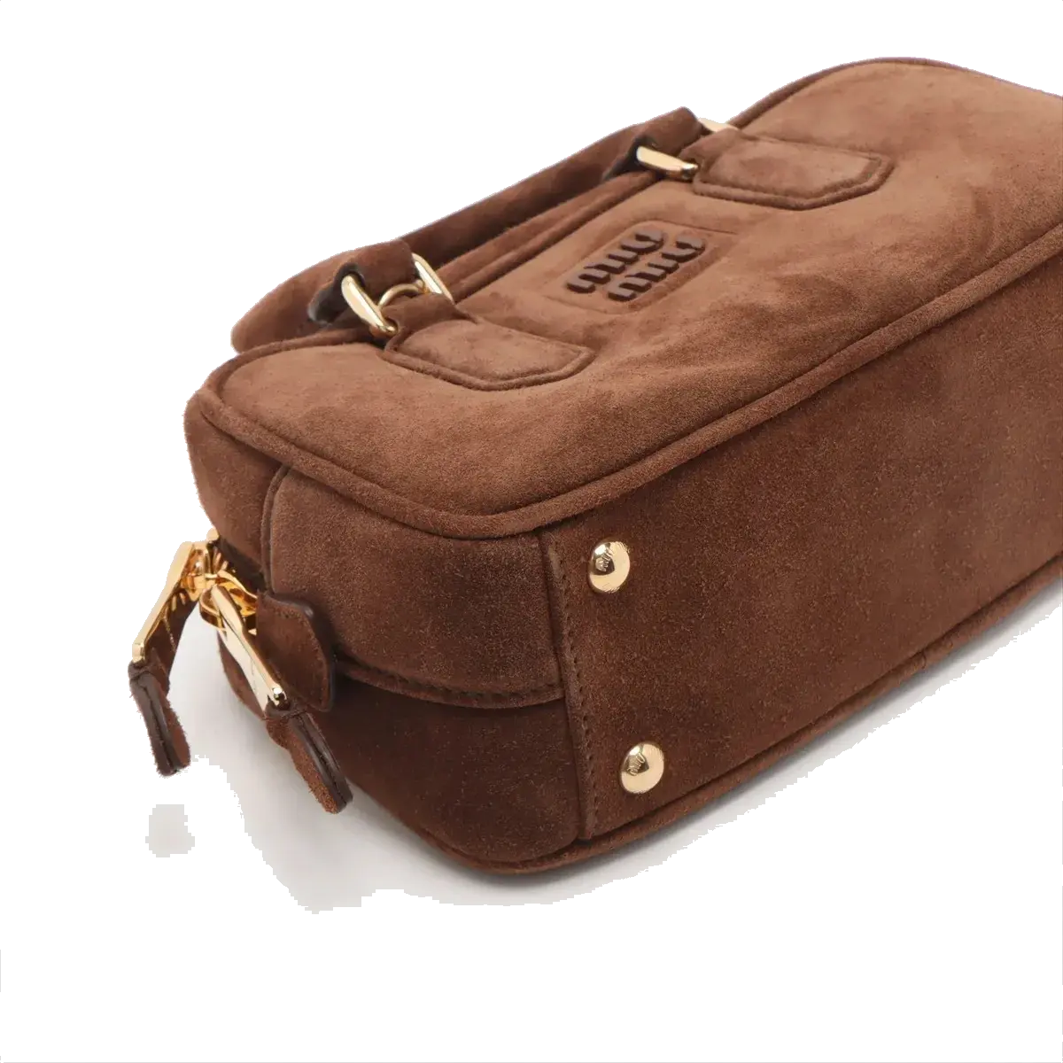 Pre-Loved Arcadie Handbag Suede Small with Gold Hardware, Brown