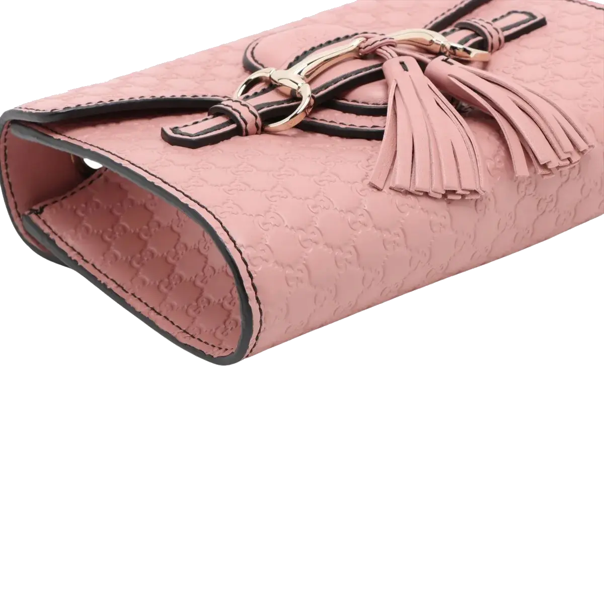 Pre-Loved Emily Crossbody Bag Microguccissima Leather Mini with Gold Hardware, Pink