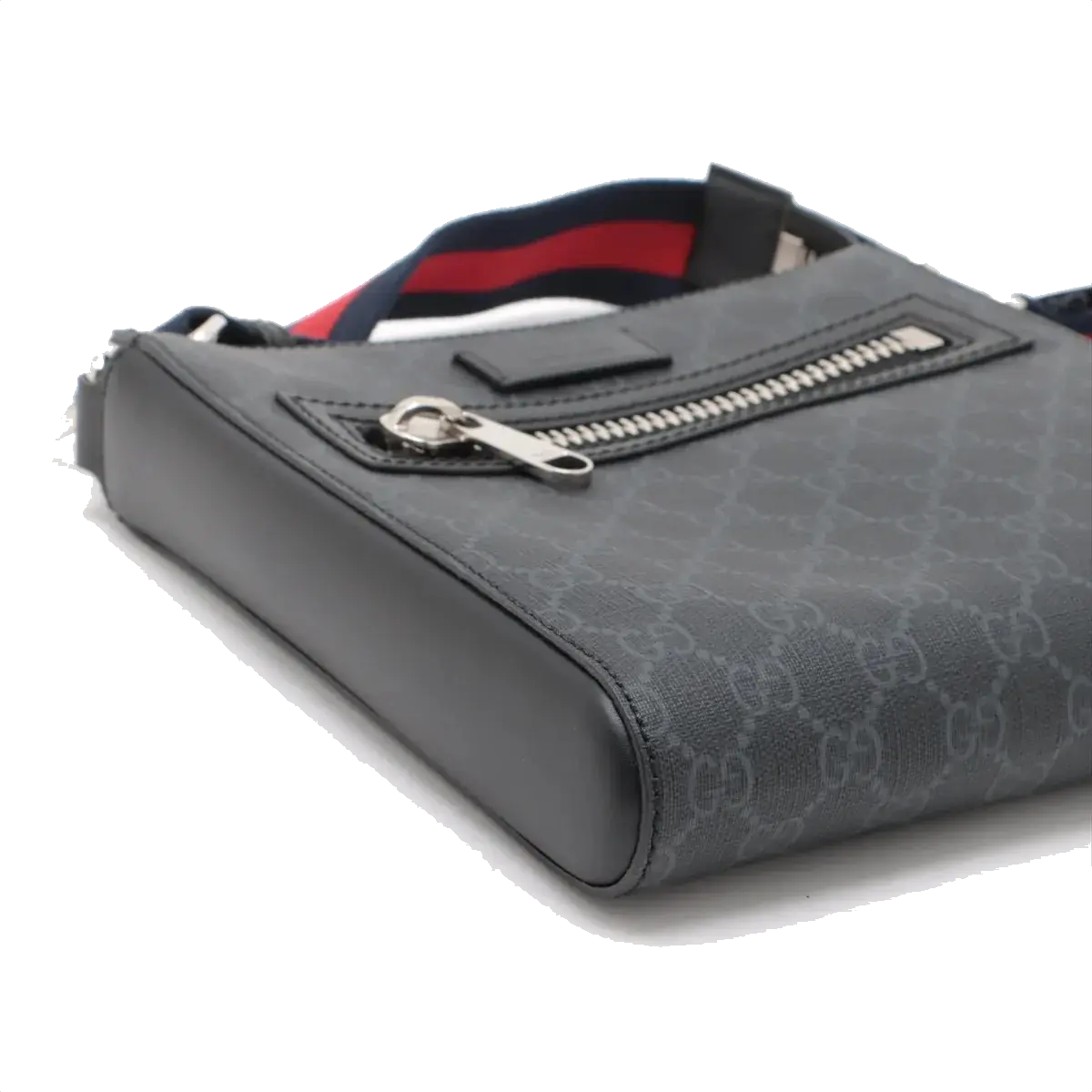 Pre-Loved GG Supreme Messenger Crossbody Bag Monogram Coated Canvas Small with Silver Hardware, Black