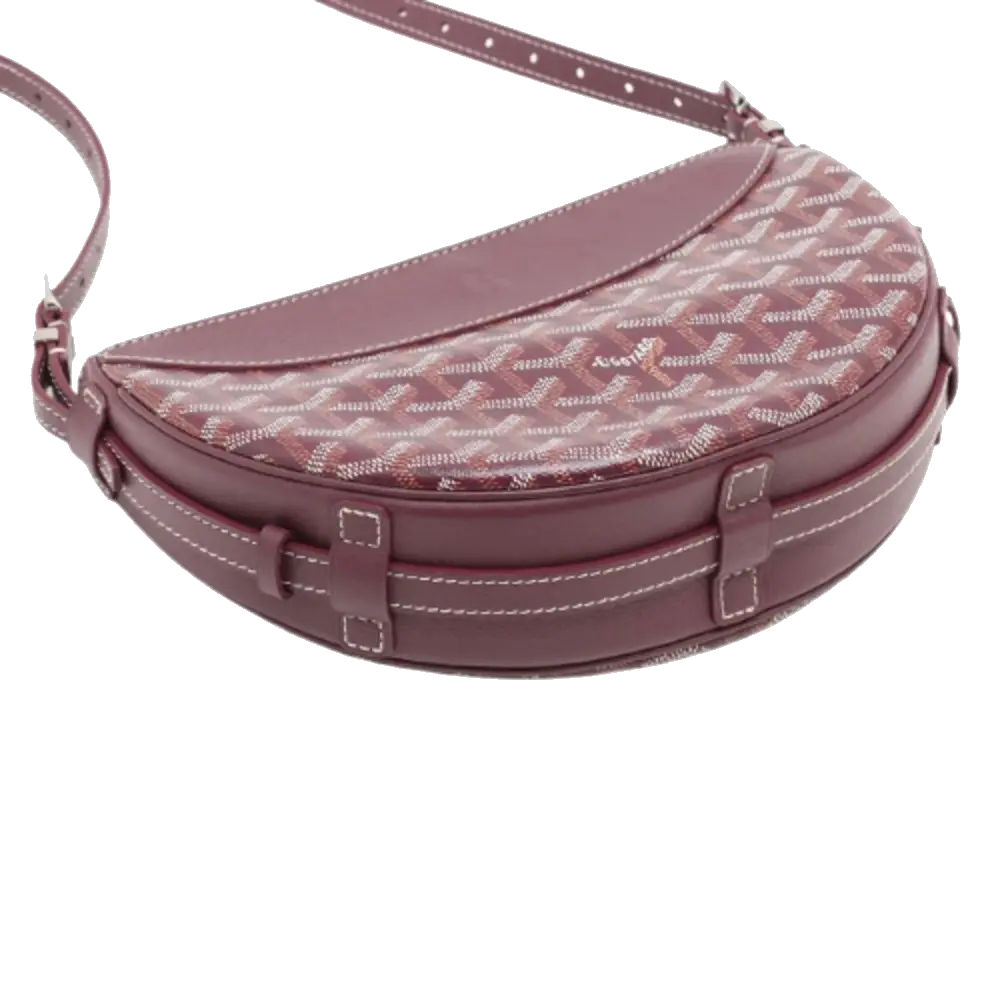 Pre-Loved Belvédère Crossbody Bag Goyardine Coated Canvas PM with Silver Hardware, Burgundy