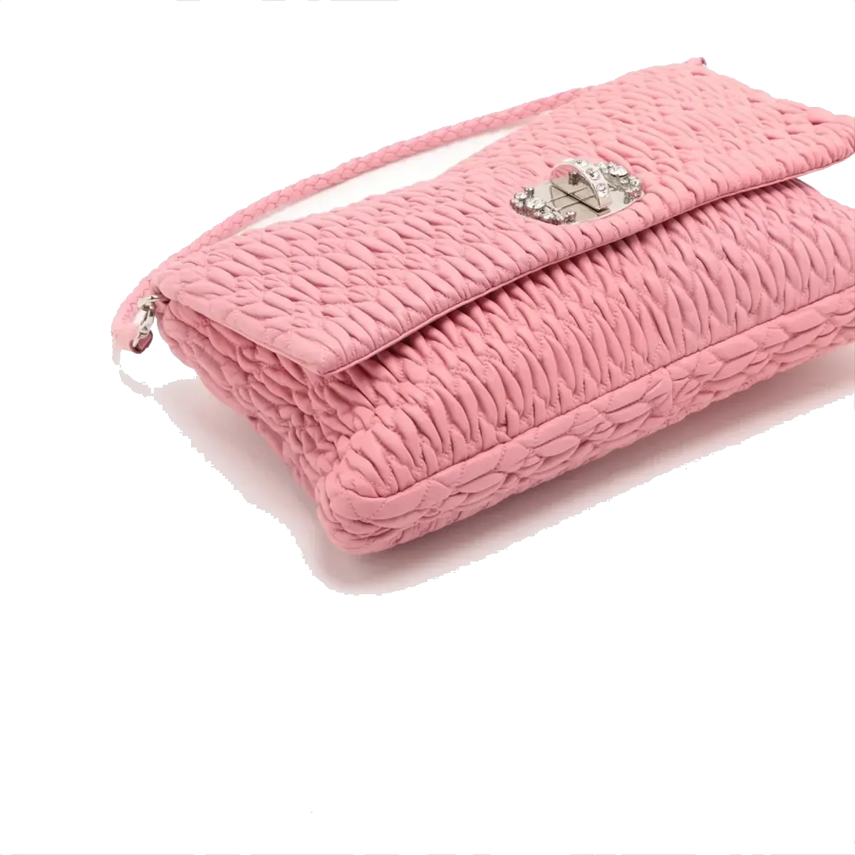 Pre-Loved Matelassé Crystal Cloquè Shoulder Bag Quilted Leather with Silver Hardware, Pink