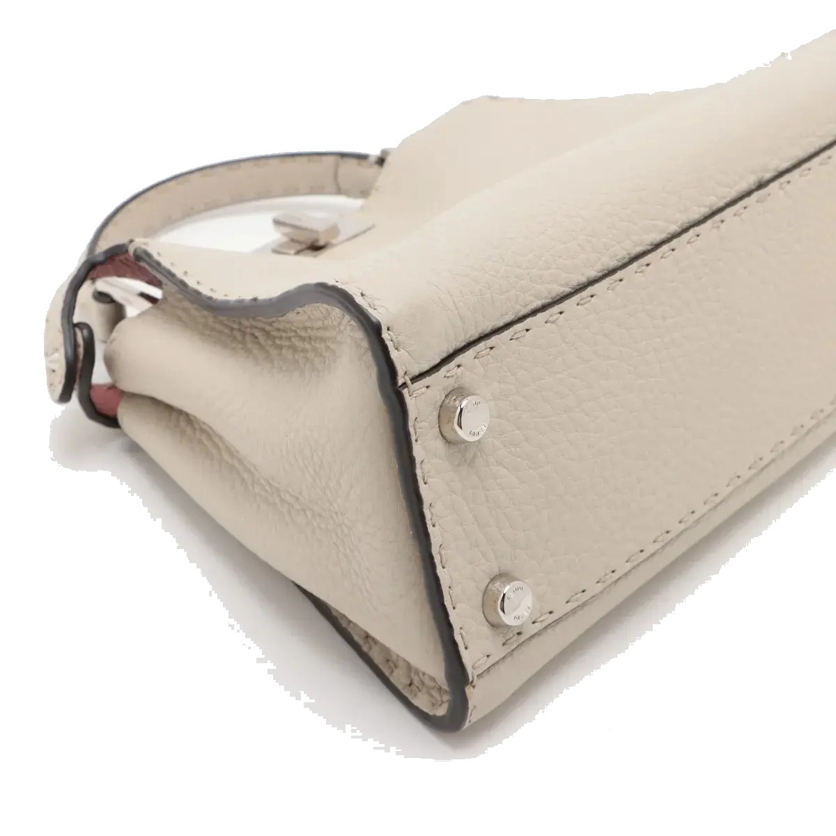 Pre-Loved Peekaboo Iconic Selleria Handbag Leather Small with Silver Hardware, Ivory
