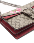 Pre-Loved Dionysus Blooms Shoulder Bag Monogram Coated Canvas Small with Aged Silver Hardware, Beige Ebony with Pink Floral
