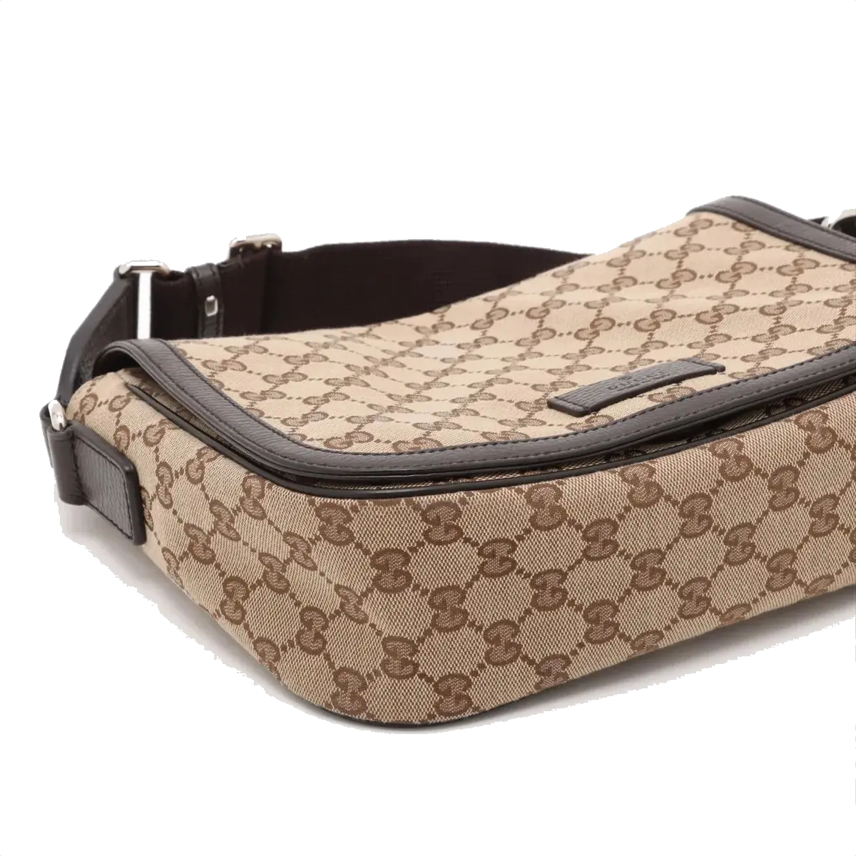 Pre-Loved GG Messenger Crossbody Bag Monogram Coated Canvas with Silver Hardware, Beige/Ebony
