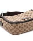 Pre-Loved GG Messenger Crossbody Bag Monogram Coated Canvas with Silver Hardware, Beige/Ebony