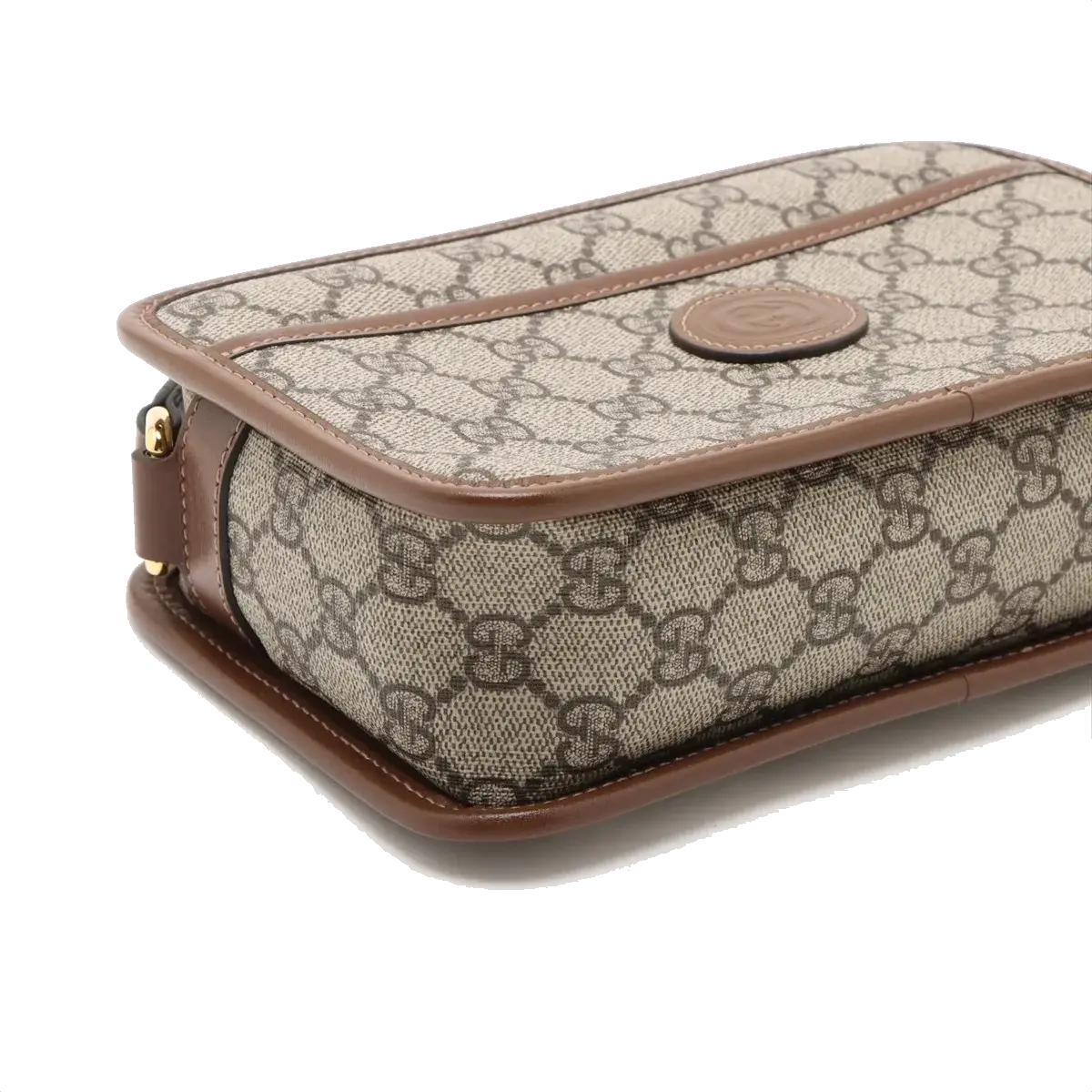 Pre-Loved GG Retro Interlocking G Camera Bag Crossbody Bag GG Supreme Coated Canvas Mini with Gold Hardware, Beige and Ebony