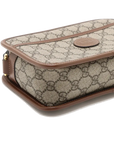 Pre-Loved GG Retro Interlocking G Camera Bag Crossbody Bag GG Supreme Coated Canvas Mini with Gold Hardware, Beige and Ebony