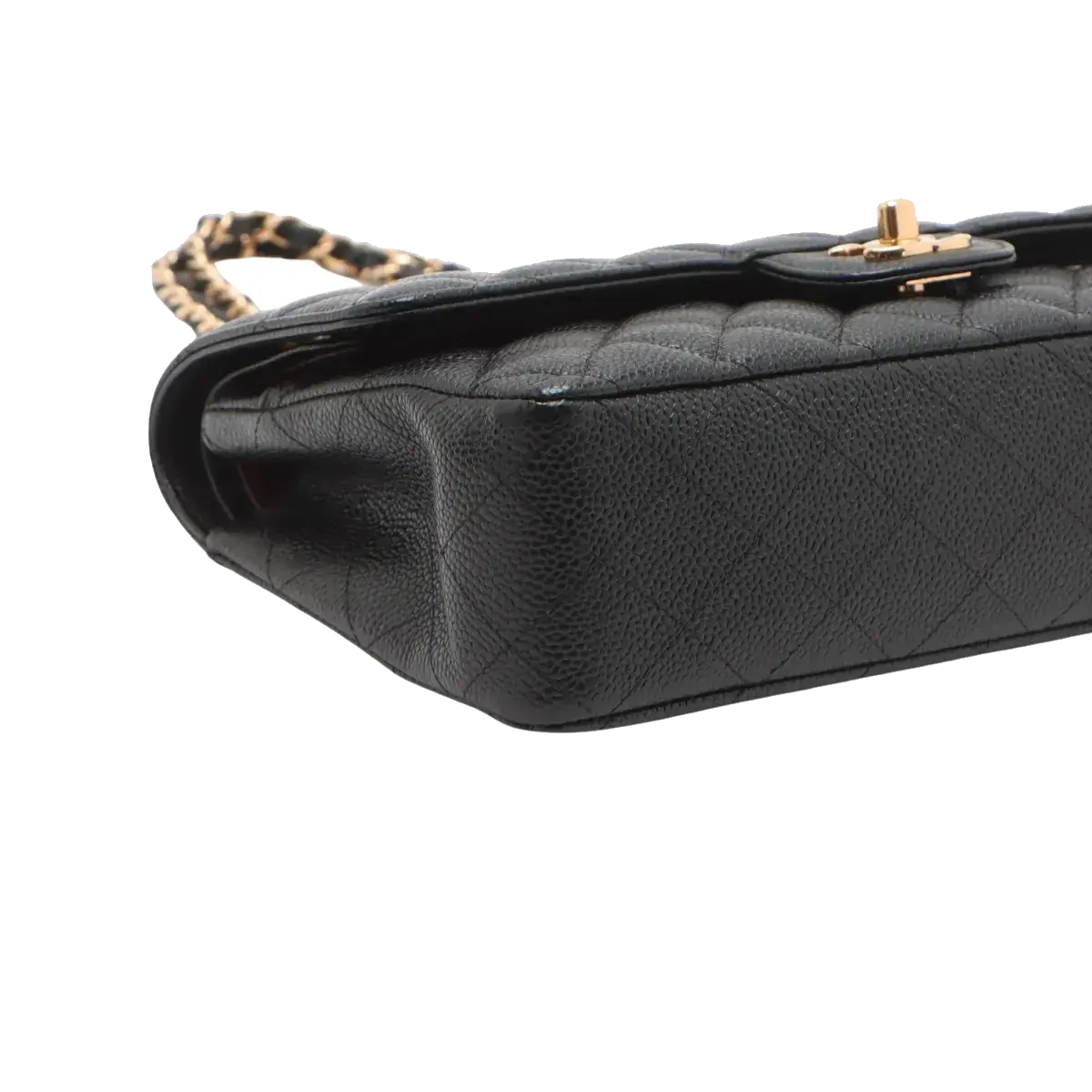 Pre-Loved Classic Double Flap Shoulder Bag Quilted Leather Medium with Gold Hardware, Black