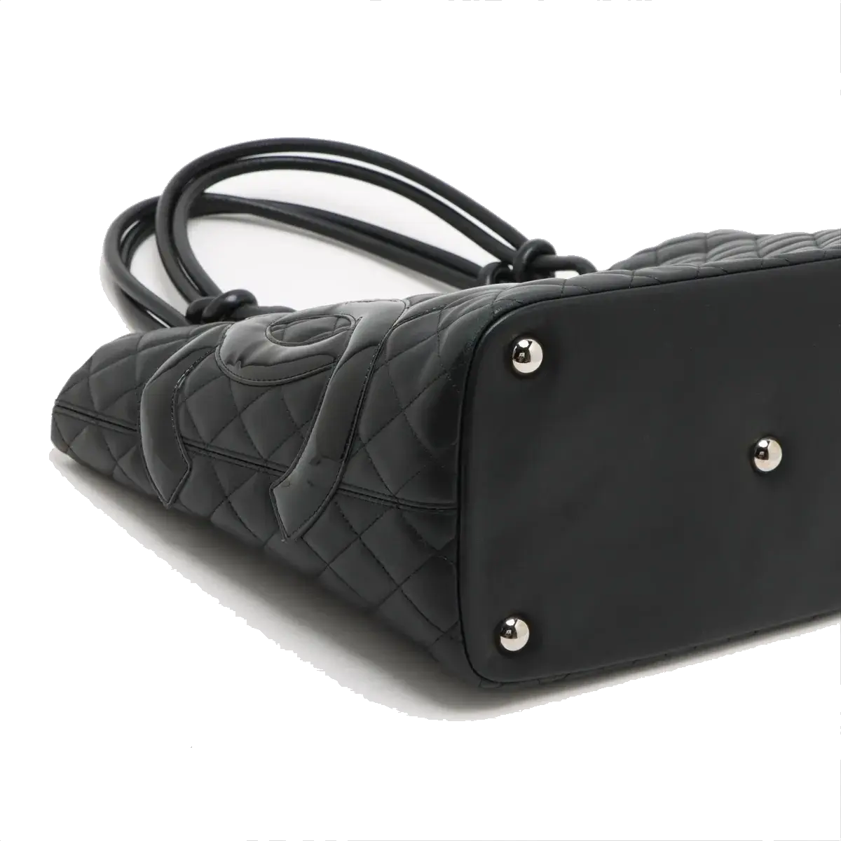 Pre-Loved Cambon Ligne Tote Quilted Leather Large with Silver Hardware, Black