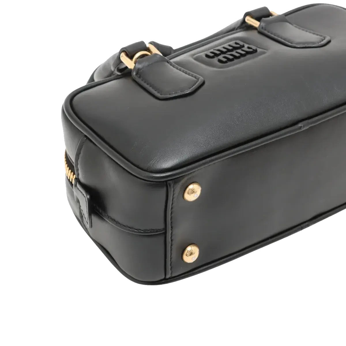 Pre-Loved Bowling Bag Handbag Leather Mini with Gold Hardware, Black