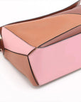 Pre-Loved Puzzle Handbag Colorblock Leather Small with Gold Hardware, Tan, Brown, and Pink