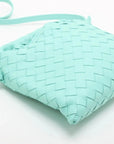 Pre-Loved Hop Crossbody Bag Intrecciato Leather Mini with Gold Hardware, Turquoise
