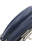 Pre-Loved Kelly Handbag Leather Mini II with Palladium Hardware, Navy Blue