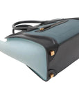 Pre-Loved Luggage Micro Tote Leather Micro with Gold Hardware, Light Blue, Teal Blue, and Black