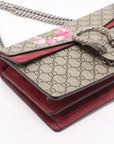 Pre-Loved Dionysus Blooms Shoulder Bag Monogram Coated Canvas Small with Aged Silver Hardware, Beige Ebony with Pink Floral
